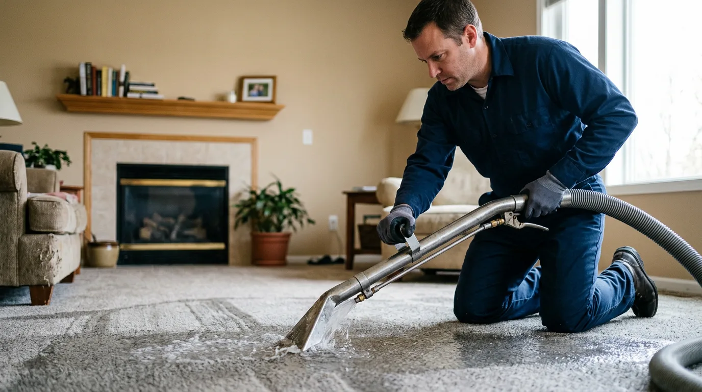 Water damage restoration technician working near Kimberly, WI